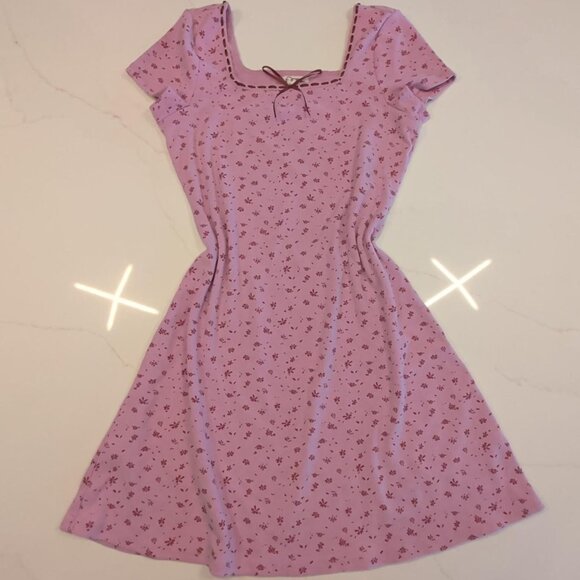 Art Class Girl's Sz XL 14 Cap Short Sleeve Square Neck Ribbed Dress Pink Barbie - Picture 1 of 10